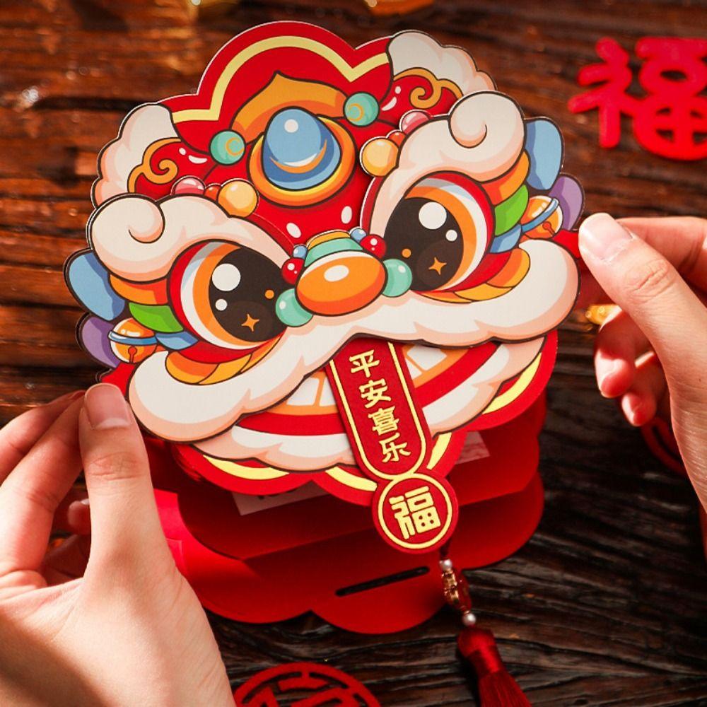 Cartoon Folding Red Envelope Traditional Foldable Horse Year Money Envelope With Tassels Blessing Words Gift Bags Children Gifts