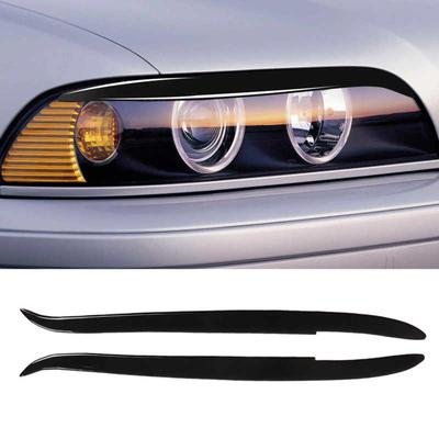 2Pcs Auto Scheinwerfer Augenbrauen Abdeckung Glänzend Schwarz Vorne Links Rechts Trim Dekoration Ersatz für BMW E39