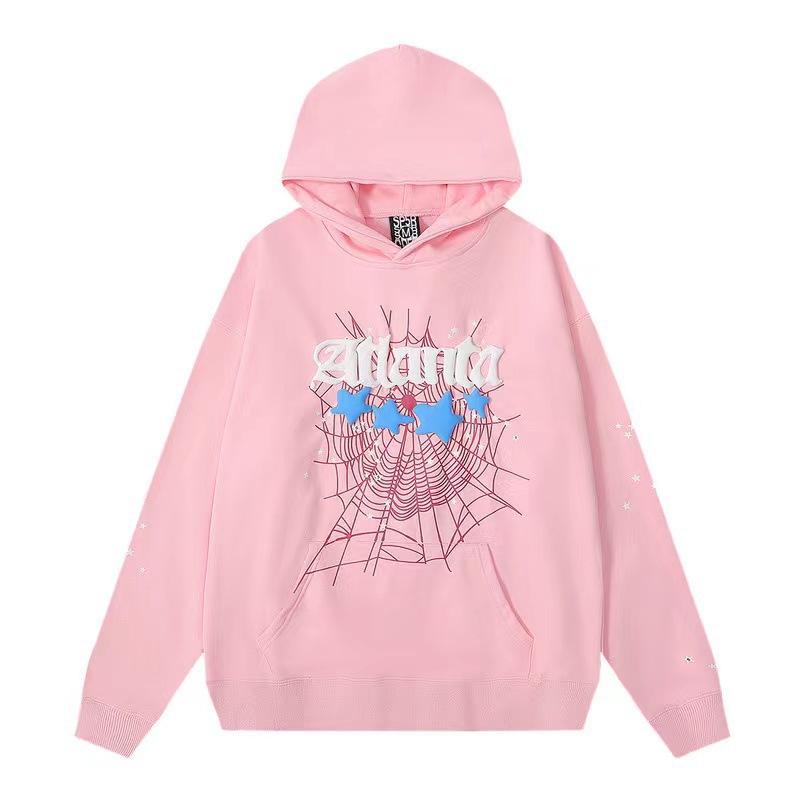 Unisex Loose Fit Two Piece Tracksuit Long Sleeve Hoodie Elastic Waist Sweatpants Spider Rhinestone Print Streetwear Matching Outfit Set