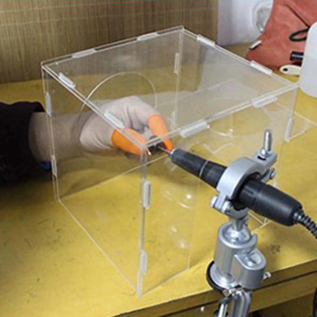 Grinding Dust Box Cover Acrylic Transparent with 2 Holes Dustproof Portable Dust Cage Dust Hood for Engraving Polishing Buffing