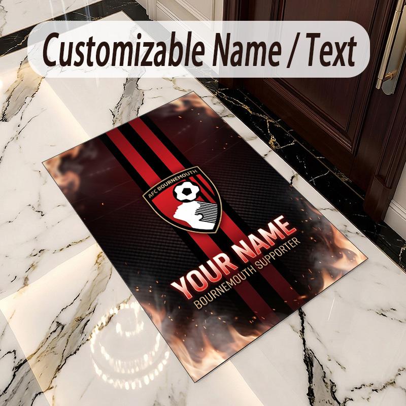 Crystal Velvet Rug Bournemouth Football Print Custom Name Text Floor Mat Home Decor