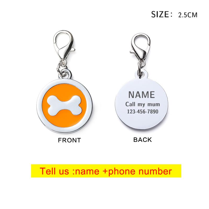 Round Bone Metal Dog Fag Pet Anti-Lost Identity Plate Color Lettering Metal Pendant Tag Pet Collar Accessories Pet Supplies