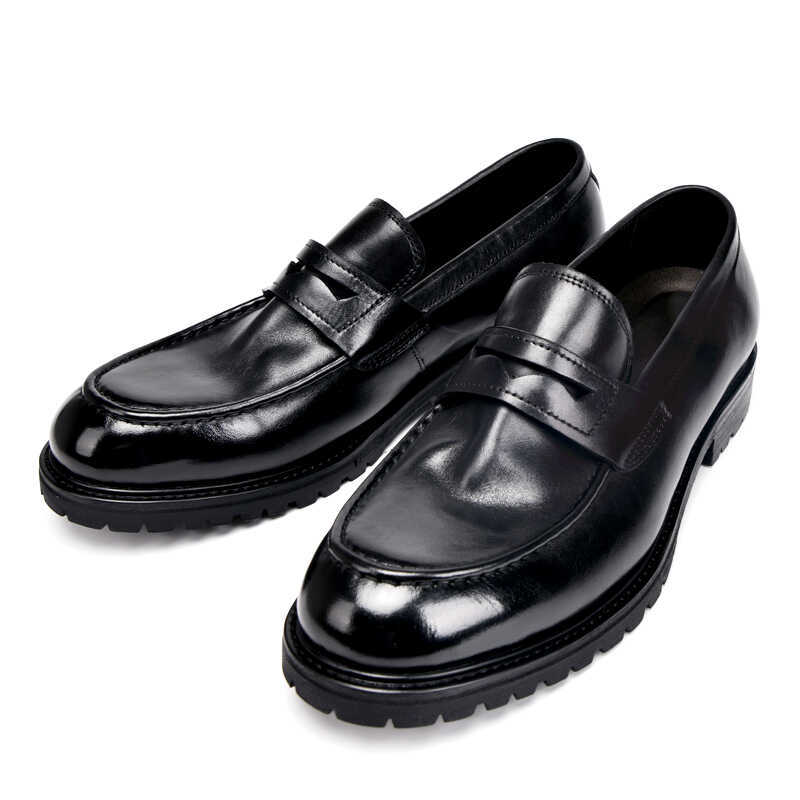 Abito in Pelle Lavata Scarpe in Pelle Uomo di Alta Gamma Retro Pelle Bovina Fondo Grande Punta Rotonda Suola Spessa Rialzanti Scarpe in Pelle Scarpe Derby