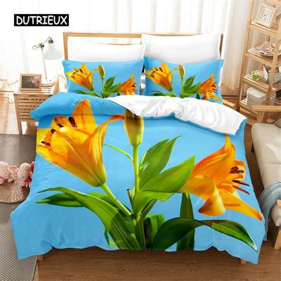 Yellow Flowers  Queen Bedding Set Duvet Cover Set Bedding Digital Printing Bed Linen King Size Duvet Cover Set Bedding Sets