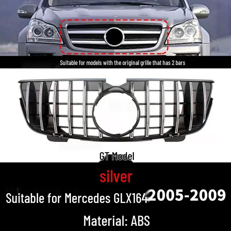 Compatible Mercedes-Benz GL X164 (2005-2012) GT Style Front Bumper Grille Cover