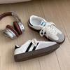 Damen Retro Low-Top Sneaker Color Block Schnürung Lässige Trainer Atmungsaktive Flache Schuhe für den täglichen Gebrauch