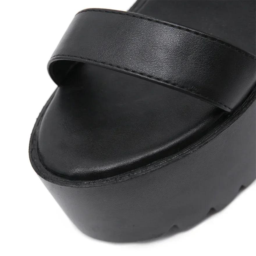 Módne super vysoké podpätky 13,5 cm rímske sandále Ženy leto PU koža Platforma Dámske Ležérne Hrubé topánky na podpätku s prackou zhuoya2829