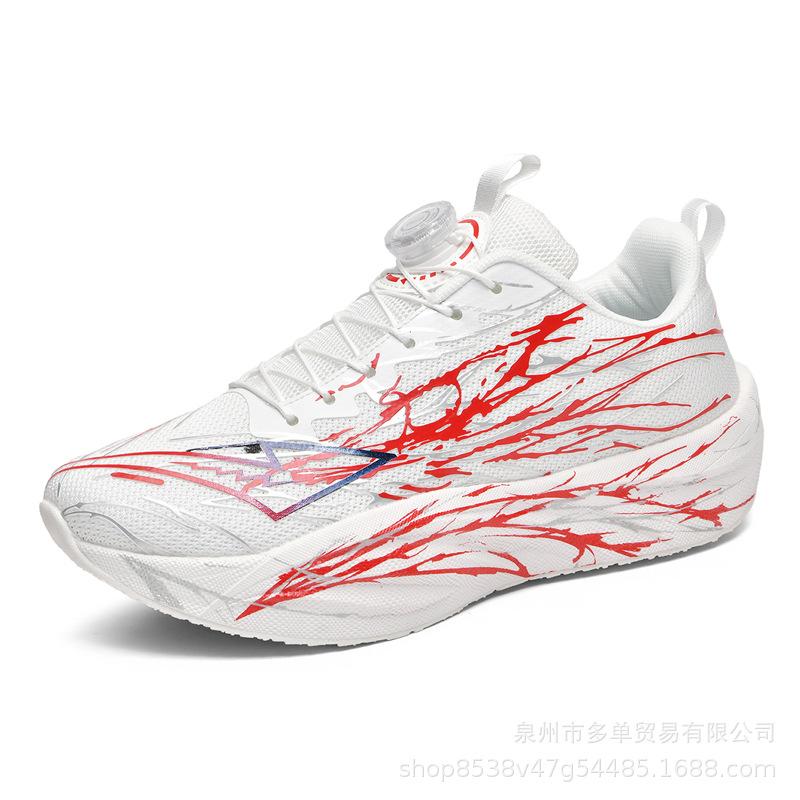 Rotating button men's and women's same low-top lightweight cushioning rebound reflective night vision running shoes fashionable versatile sports shoes