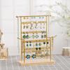 Adjustable Two-Tier Detachable Jewelry Organizer Stand with Multiple Slots and Hooks on Wooden Base for Necklace Bracelet Earrings Display