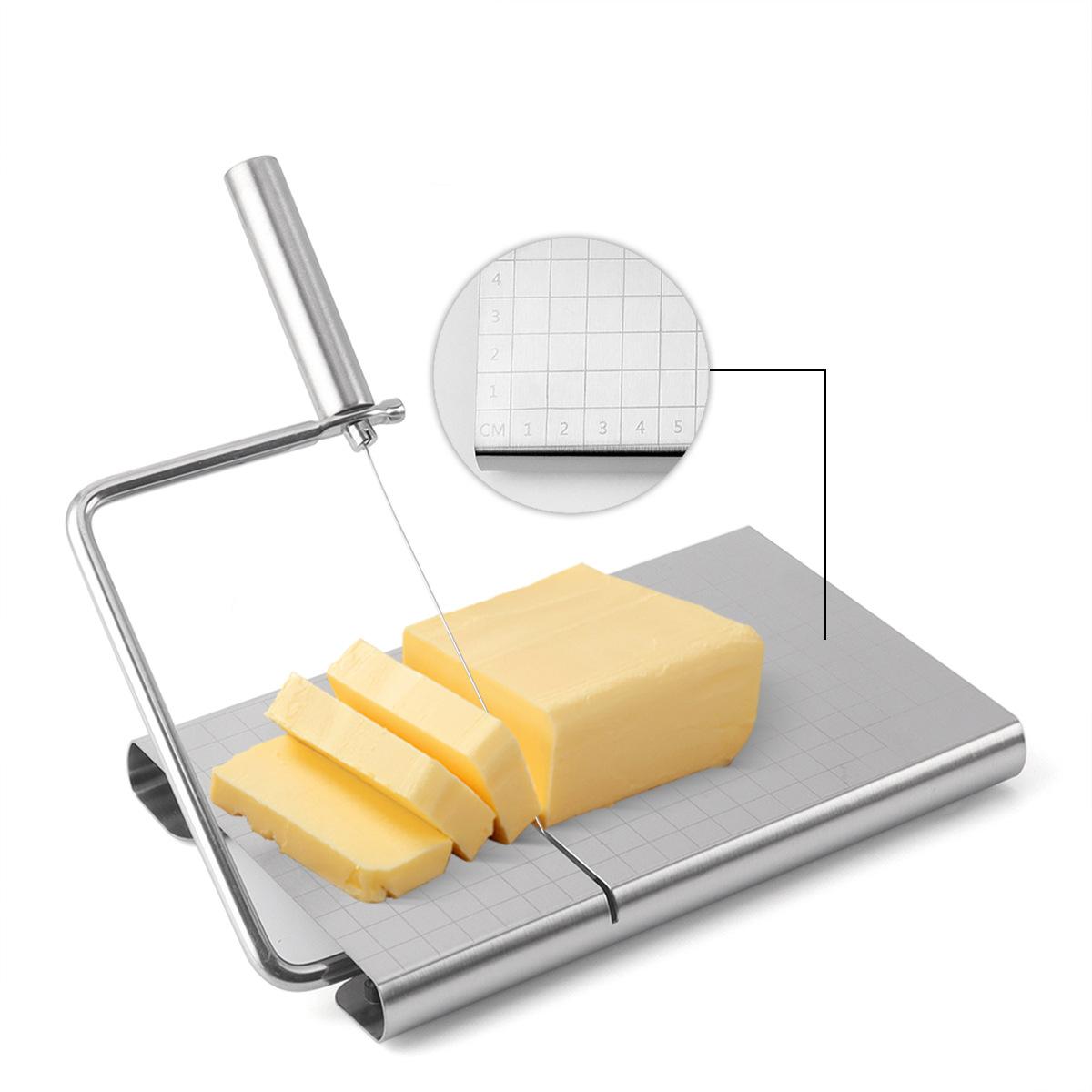 Stainless Steel Cheese Slicer with Scale Markings, Kitchen Cutter for Cheese & Butter, Baking Tool for Cutting Blocks