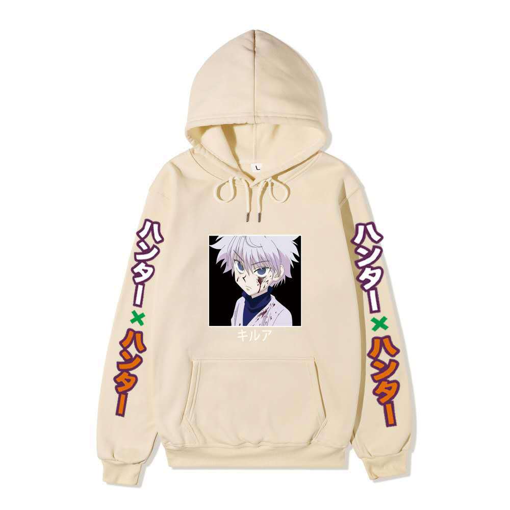 Hunter X Hunter Injured Killua Portrait Hoodie Color Japanese Sleeve Print Anime Hooded Pullover Sweatshirt