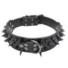 Studded Dog Collar With Rivet Decor PU Leather Medium Large Dogs Adjustable Anti-Chew Neckband