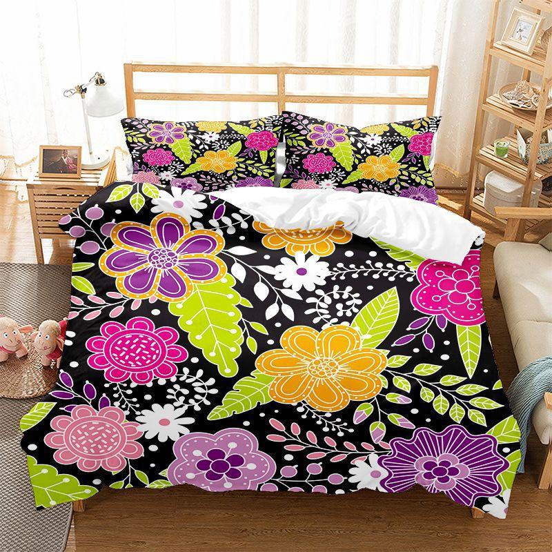 3Df Classic Flower Home Bettwäsche-Set, exotische Blumen, Bettbezug, Damenzimmer-Bettwäsche-Set, AU180 * 210, volle Größe, Einzel-/Doppelbett, Heimdekoration