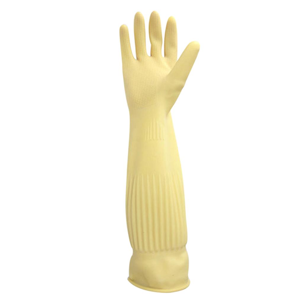 Geschirrspülhandschuhe aus Gummi-Latex, Verdickt, Verlängert, Baumwollfutter, Beständig gegen Starke Säuren, Laugen, Öl