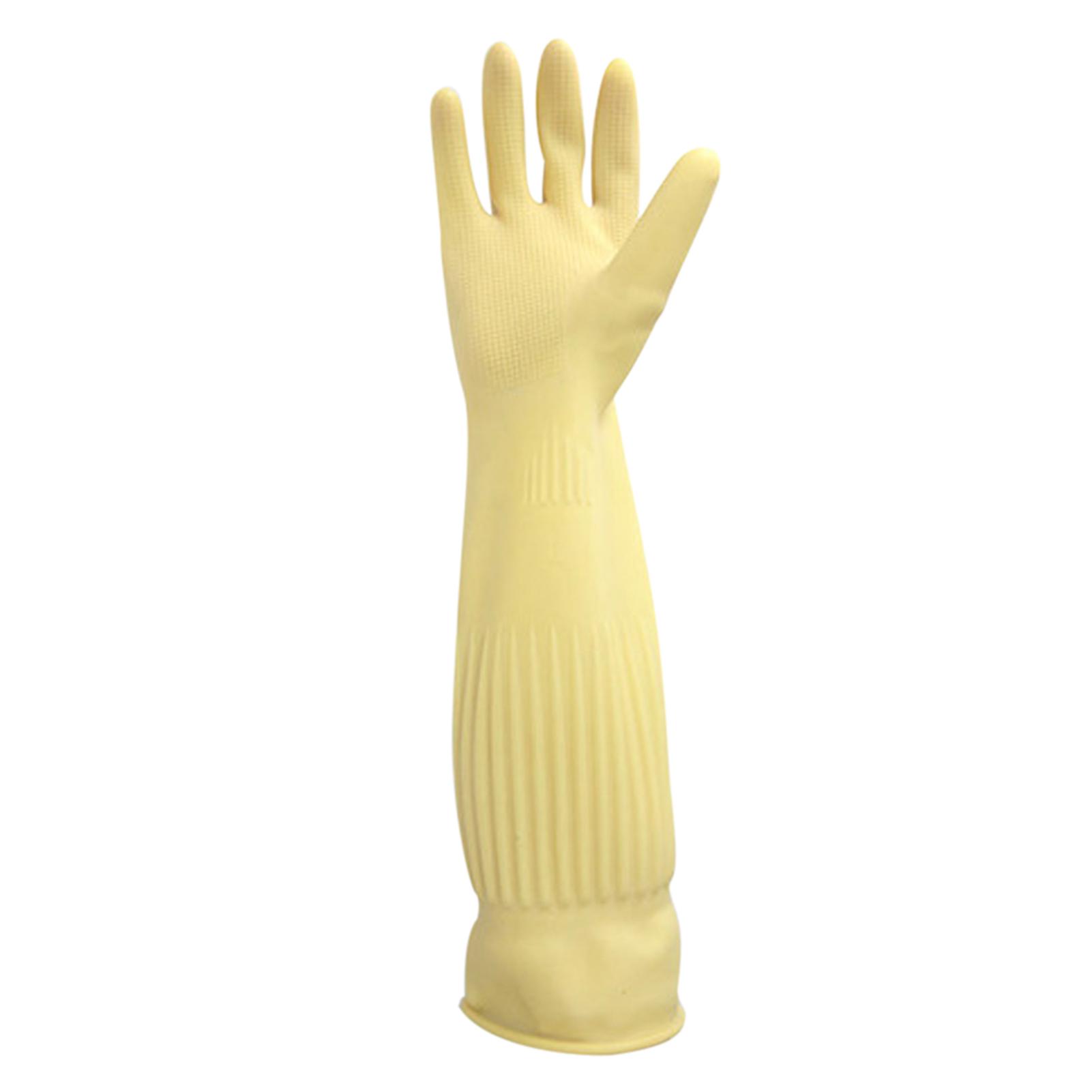 

Dishewashing Rubber Latex Gloves Thickened Lengthened Rubber Gloves Cotton Lining Resist Strong Acid Alkali Oil 45CM M белый