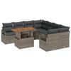 Ensemble de Canapé de Jardin 9 Pièces avec Coussins Gris Poly Rattan Acacia, Canapé de Jardin 2 Places avec Coussins Gris 3349691