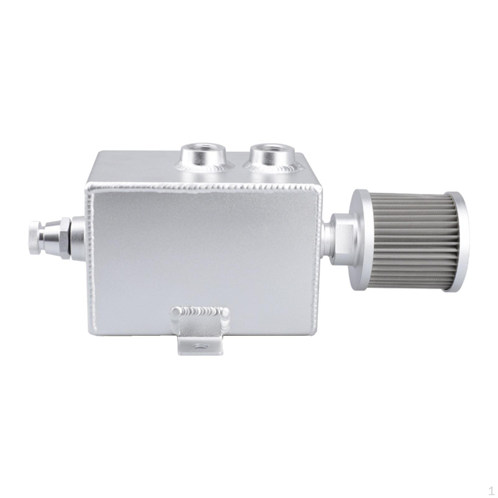 

2L Aluminum Alloy Universal Car Oil Can with Breather Drain Tap Square Fuel Tank 2L Silver