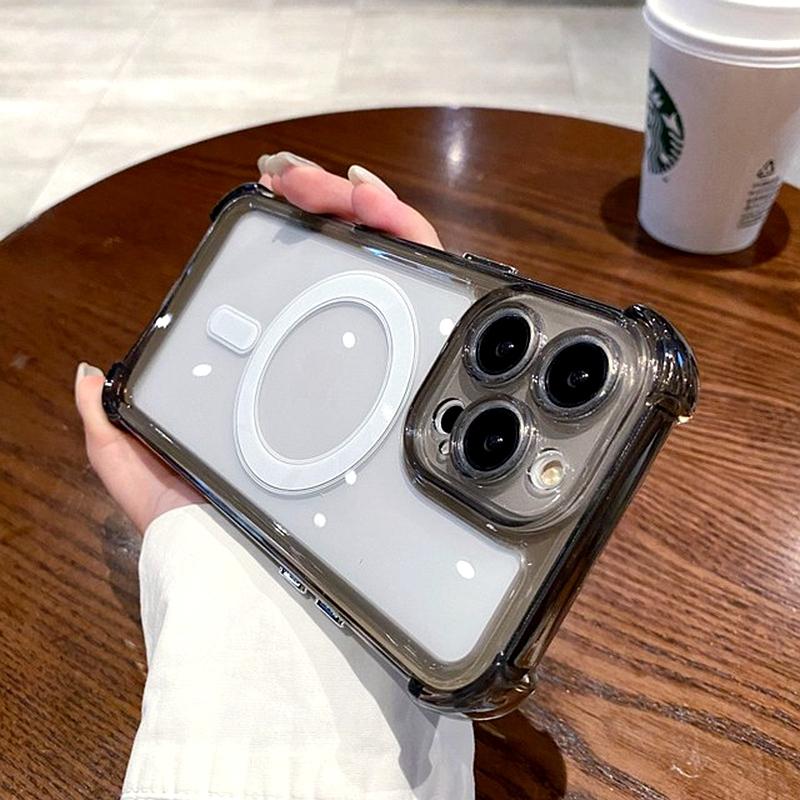Luxury Wireless Charge Magsafe Shockproof Phone Case for IPhone 15 14 11 12 13 Pro Max 15 Plus Transparent Magnetic Bumper Cover