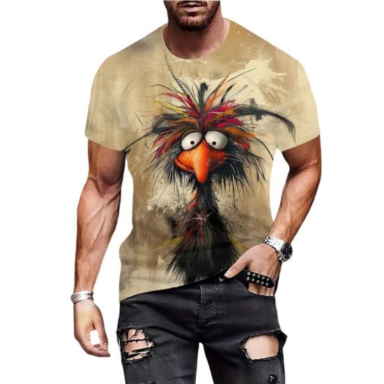 Camiseta Casual Divertida para Hombre Estampados de Animales de Dibujos Animados Camiseta Cuello Redondo Manga Corta Pullover para Uso Diario Fiesta Callejera Playa