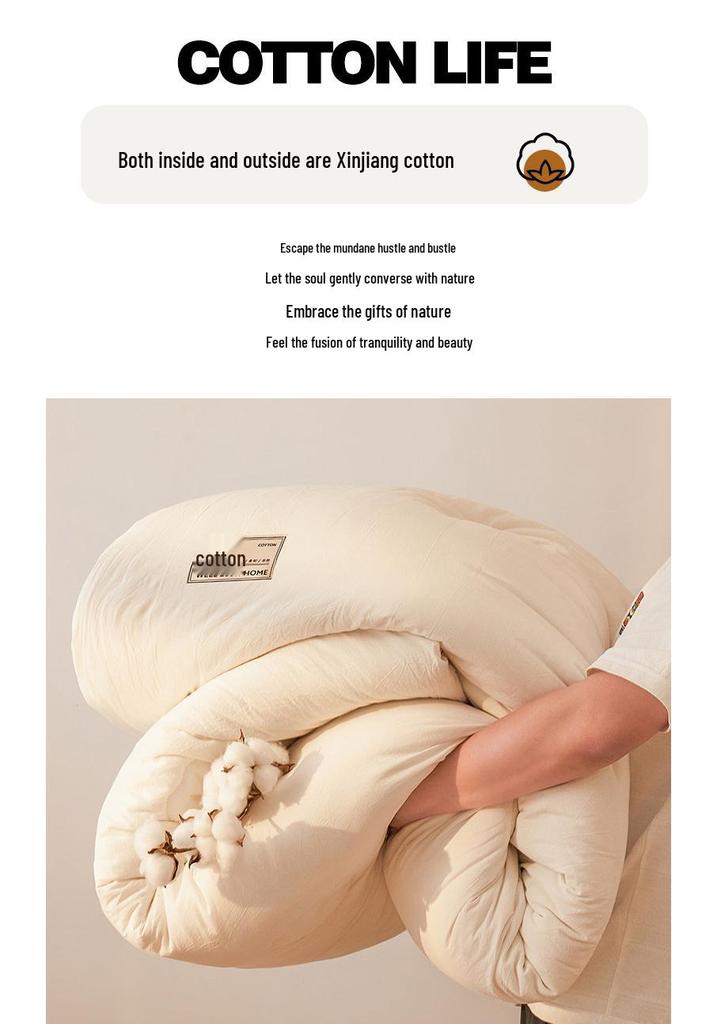 Winter & Summer Quilt: Xinjiang Long-staple Cotton, Thick, Pure Cotton Wadding, All-Season Use