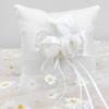 White Silk Jute Ring Bearer Pillow 15*15cm 20*20cm Jewellery Cushions Ribbon Bowknot Ring Pillow