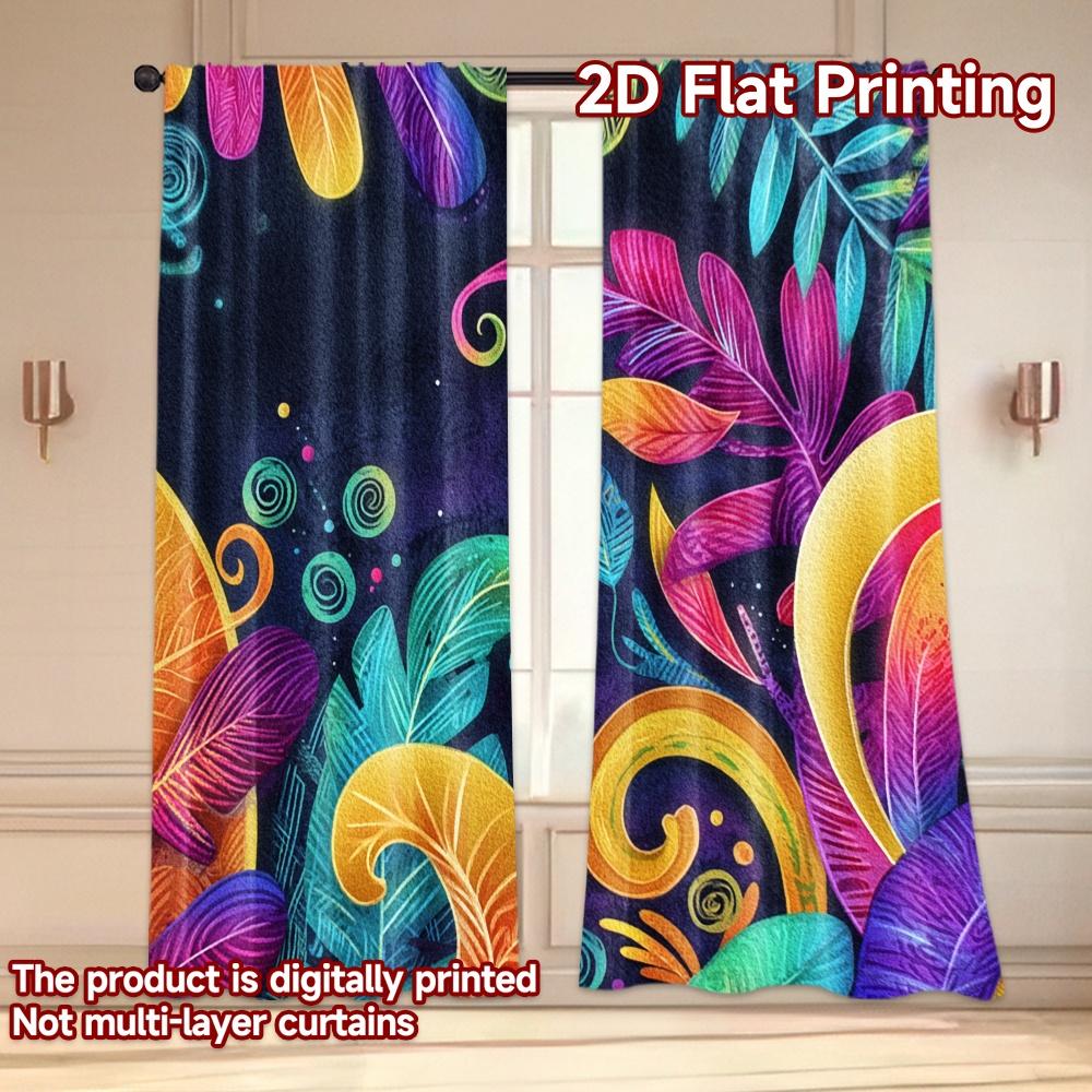Set Of 2 Flat Printing Curtains Without Rod Floral Mandala Design April Fools Is Day Festival Chic Print Versatile Curtain Made Polyester