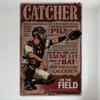 Vintage Baseball Catcher Metal Tin Sign Rusty Retro Sports Decor with Humorous Text for Man Cave Bar Home Wall Art Decor