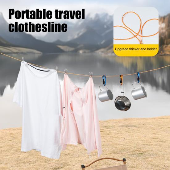 Yousheng 10M Portable Retractable Clothesline with Buckles Clips Heavy Duty Retracting Laundry Rope Bathroom Laundry Room Indoor Outdoor