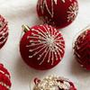 Glitter Christmas Hanging Balls Set Flocked Xmas Tree Ornaments  Home New Year Gift