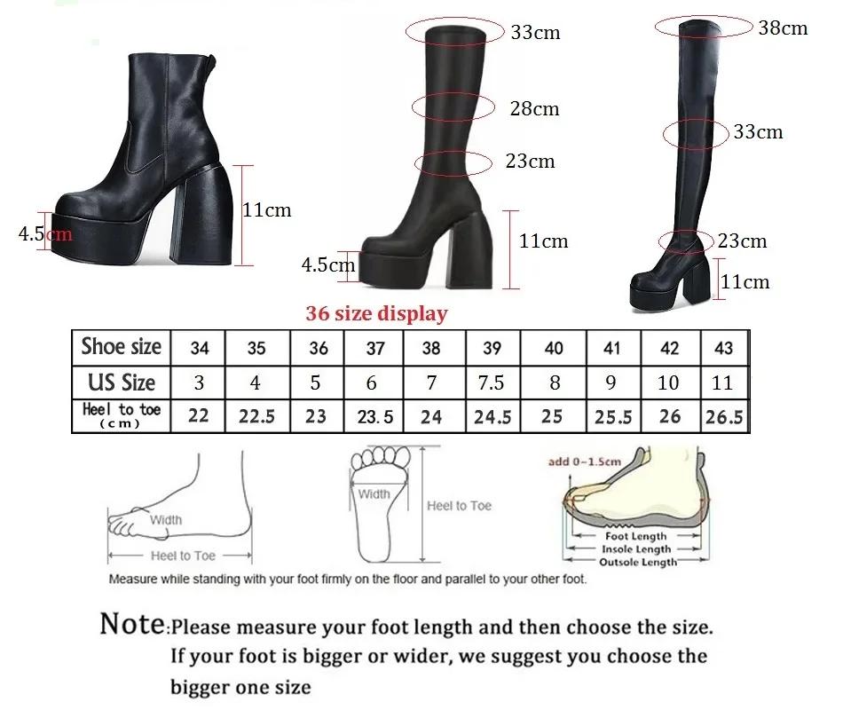 Fashion Boots For Woman Knee Shoes On Platform Gothic High Heels Punk Style New Rock Autumn Winter Chunky Pumps Plus Size Women Clothing