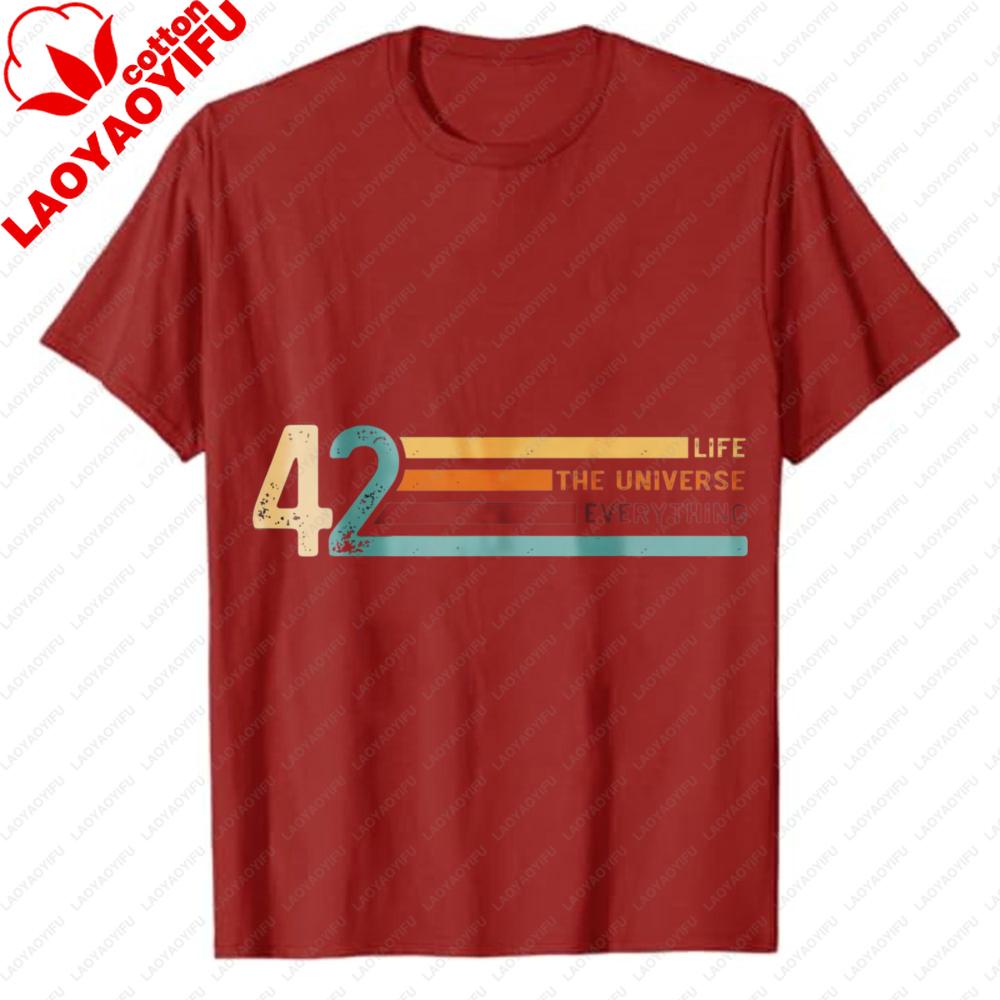 42 La Réponse à la Vie l'Univers et Tout T-shirt Rayé Rétro Guide du Voyageur Galactique T-shirt Graphique Polyvalent