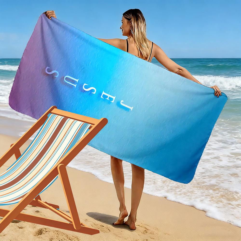 Jesus Gradient Blue Towel A must-have beach towel for beach travel