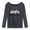 Women's Fashion Casual Cow Printed Long Sleeve Off Shoulder One Line Collar Top