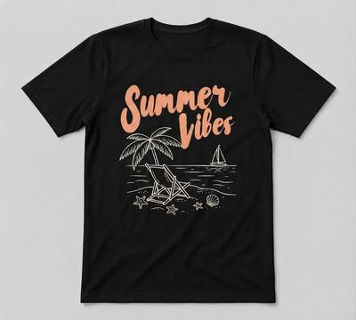 Summer Vibes Summer Beach Vacation Holiday Tee Black Unisex T-Shirt