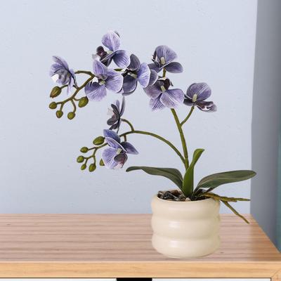 Vaso de Flor Phalaenopsis Artificial para Decoração de Mesa de Jantar