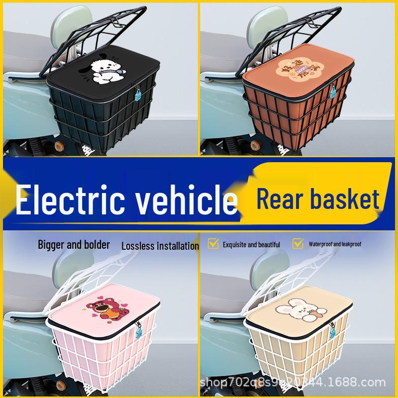 Electric Motorcycle Rear Storage Basket for Helmet and Gear