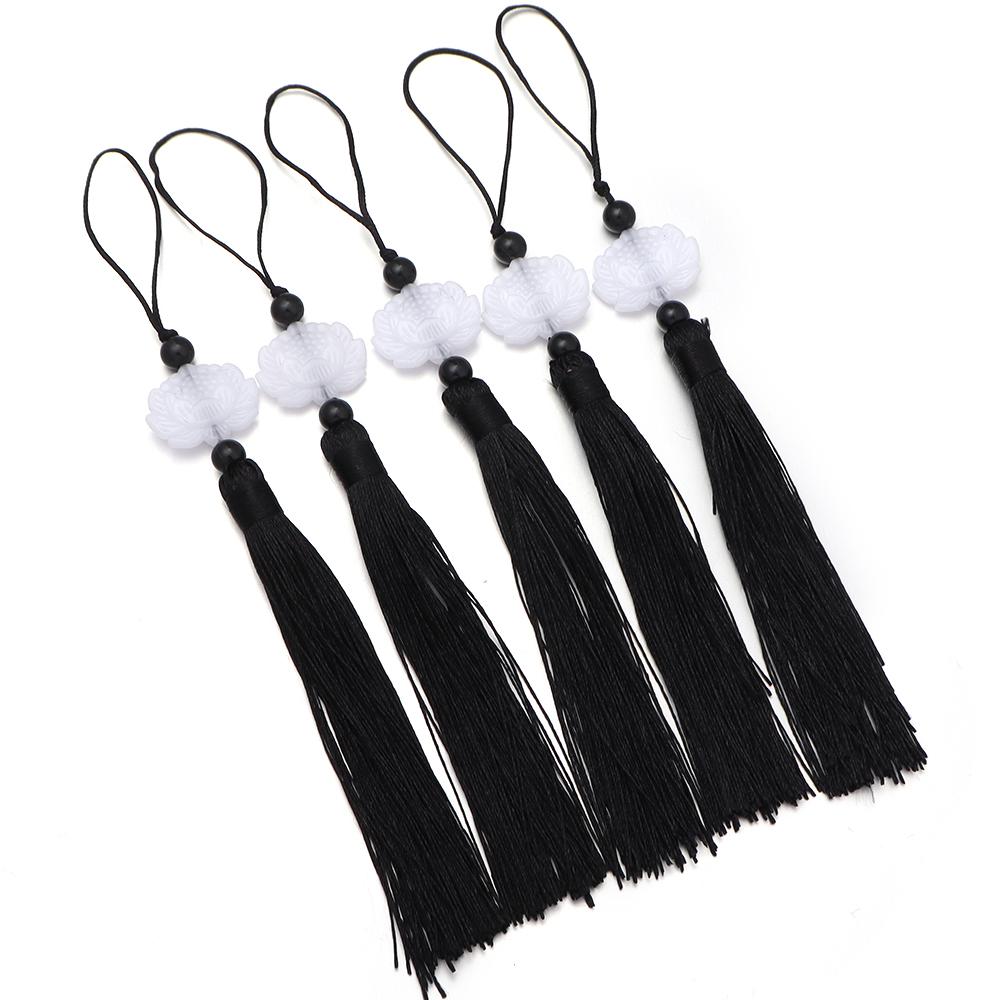 10pcs 23cm Tassel Silk Fringe Trim Colorful Handmade White Jade Lotus Tassels For DIY Bookmarks Souvenir Home Party Gift Decor