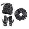 Winter Warm Hat Scarf And Glove Set Thermal Three-piece Set, Thickened Knit Gloves Touch Screen Compatible Kit, Cold Weather Ear Protection