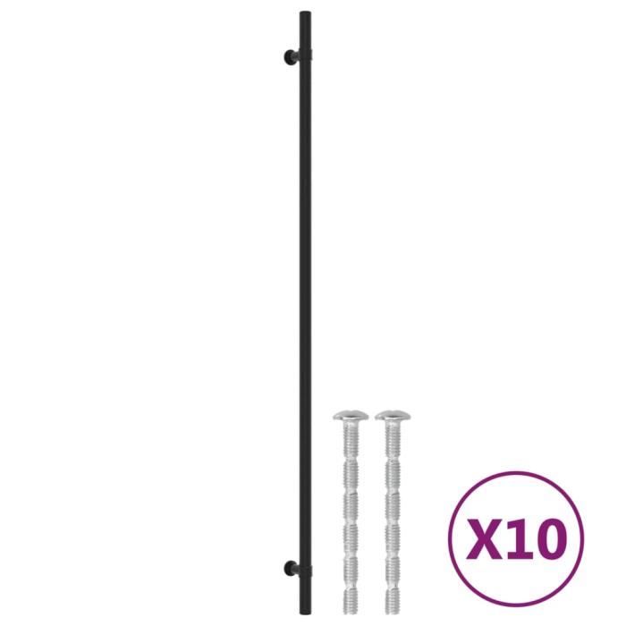 VidaXL Poignées d'armoire 10 pcs noir 480 mm acier inoxydable 3203714