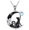 2024 New Cat Moon Stone Chokers Necklace Sparkling Colorful Rhinestone Pendant Necklaces for Women Fashion Gothic Jewelry Gifts