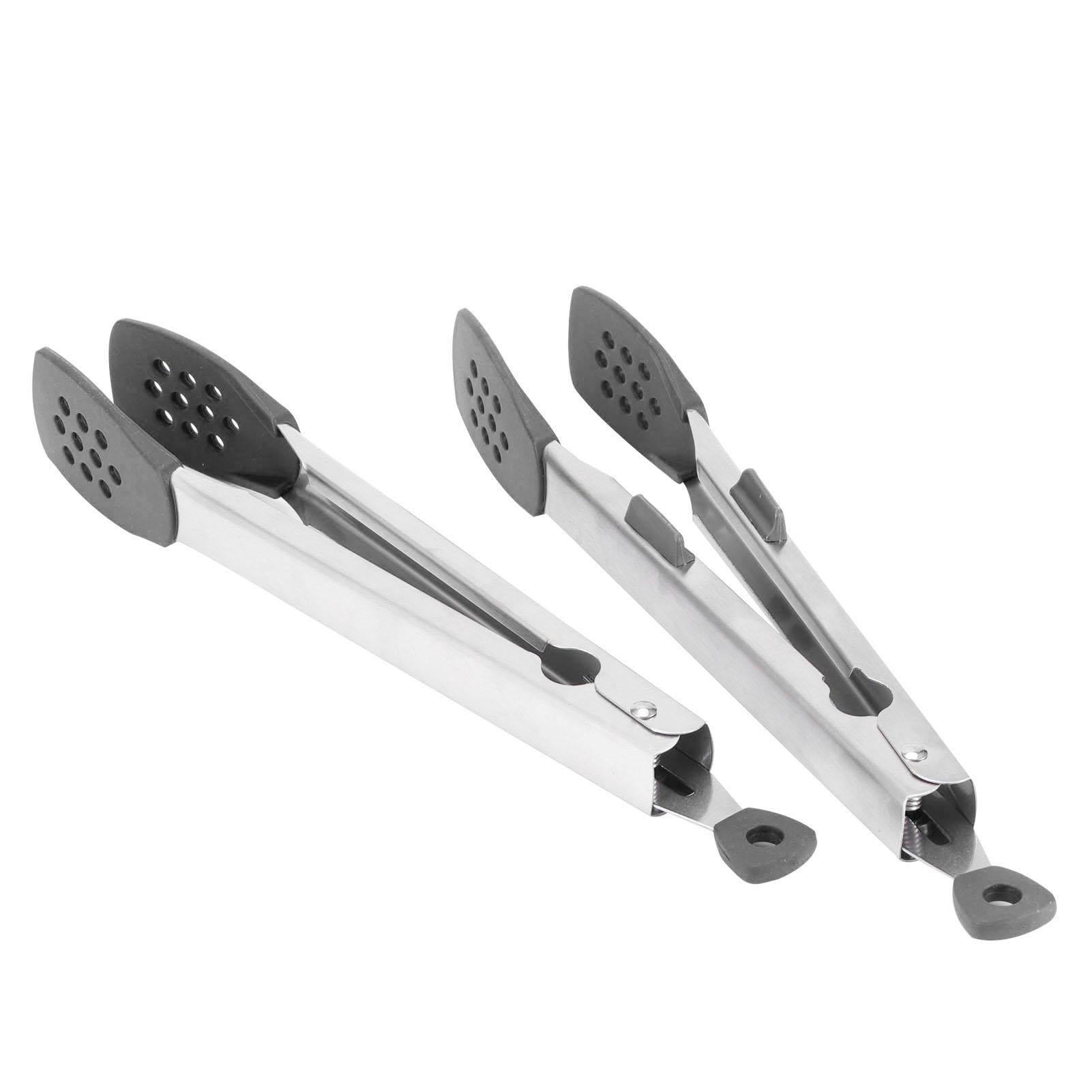 

2pcs Food Tong Stainless Steel Steak Clip Silicone Salad Barbecue Stencils Kitchen Tool