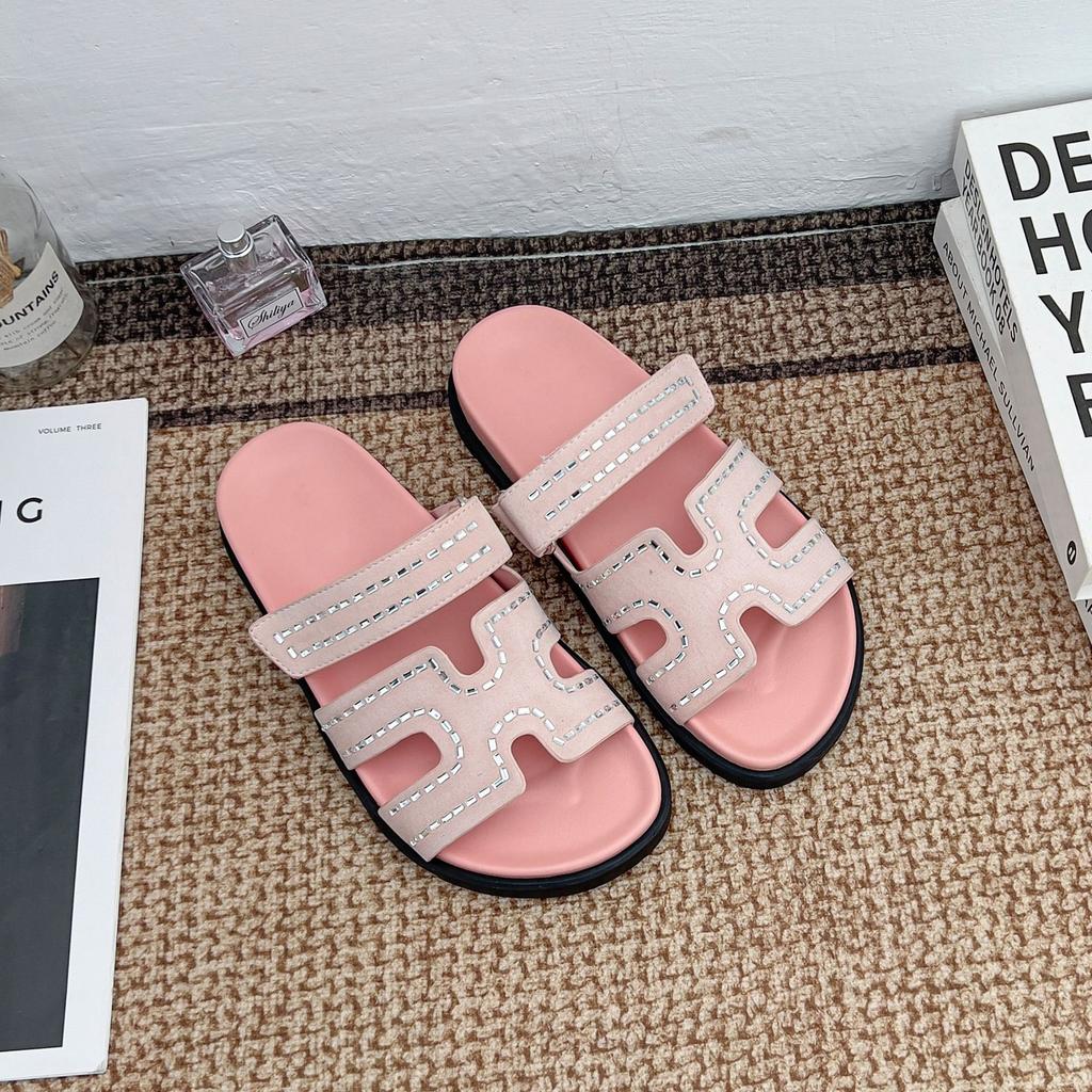 Summer new thick-soled cool slippers women wear high-end grape mother second uncle slippers high-quality outer sandals women