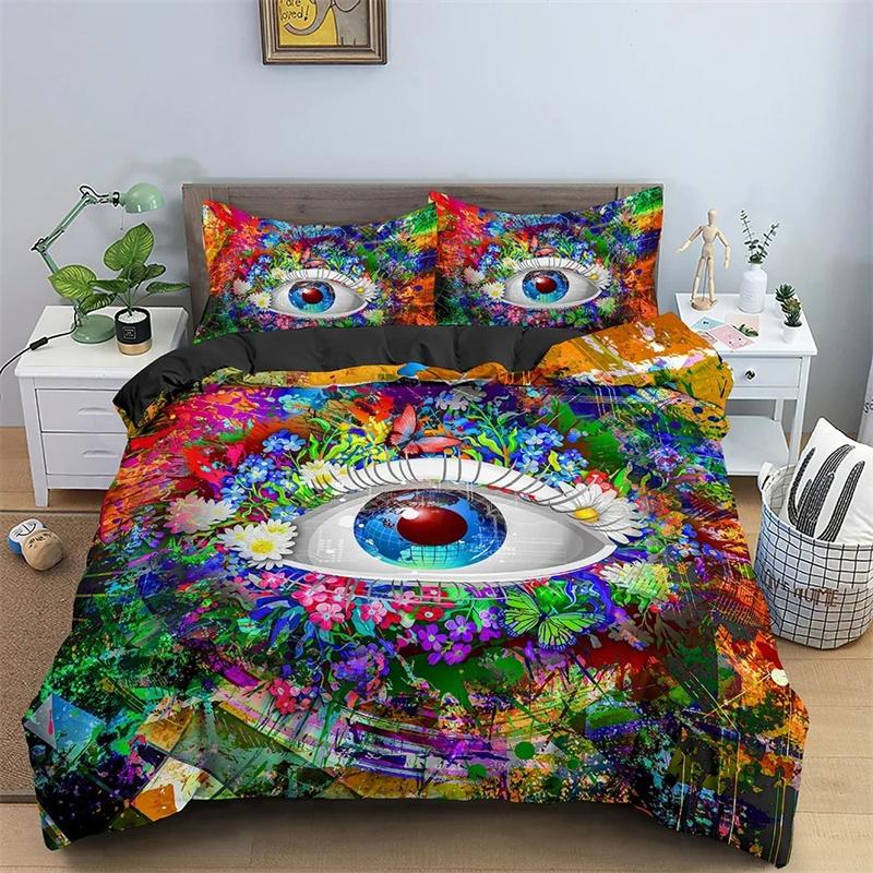 3D Printed Blue Evil Eye Bedding Sets,Girls Bed Supplies Set Duvet Cover Bed Comforter Set Bedding Set