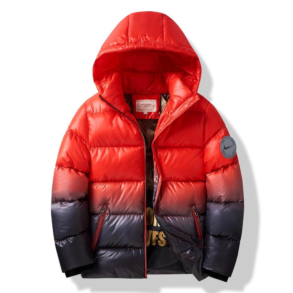 Zimní péřová bunda s kapucí pro chlapce s grafenovým ohřevem – Silný, teplý bavlněný kabát pro starší děti