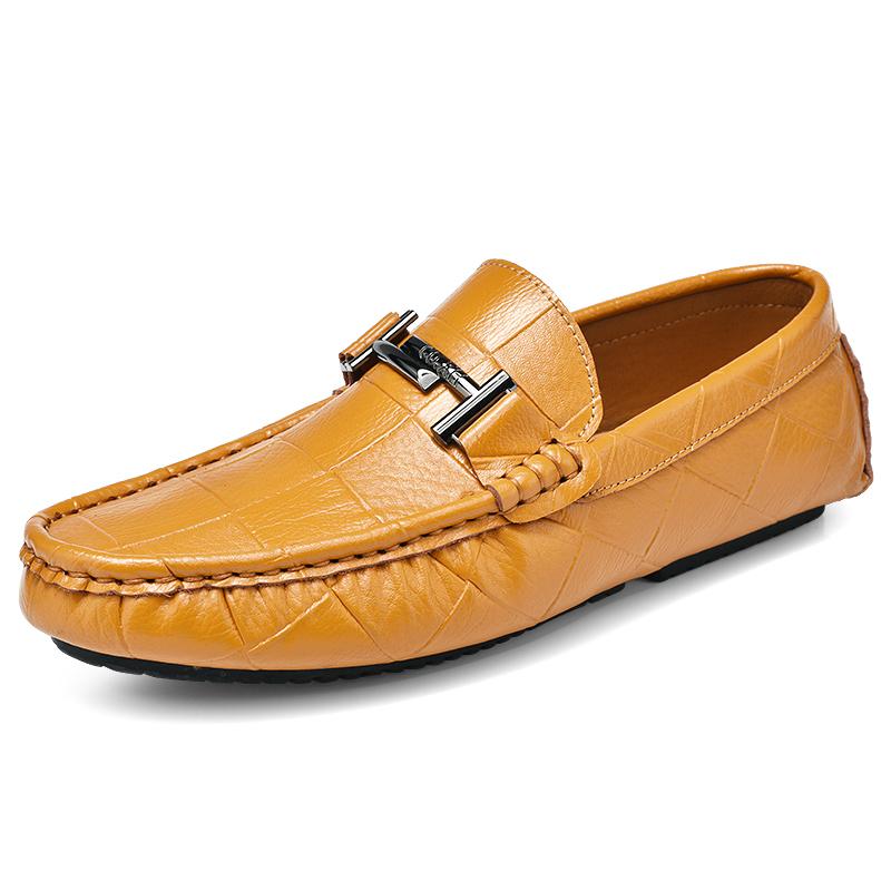 

Мужские мокасины мягкие OUTDOOR высокого качества, удобные, сшитые вручную нитки, мужские туфли на плоской подошве, синие, мягкие, складные, Bean Shoes 44 коричневый