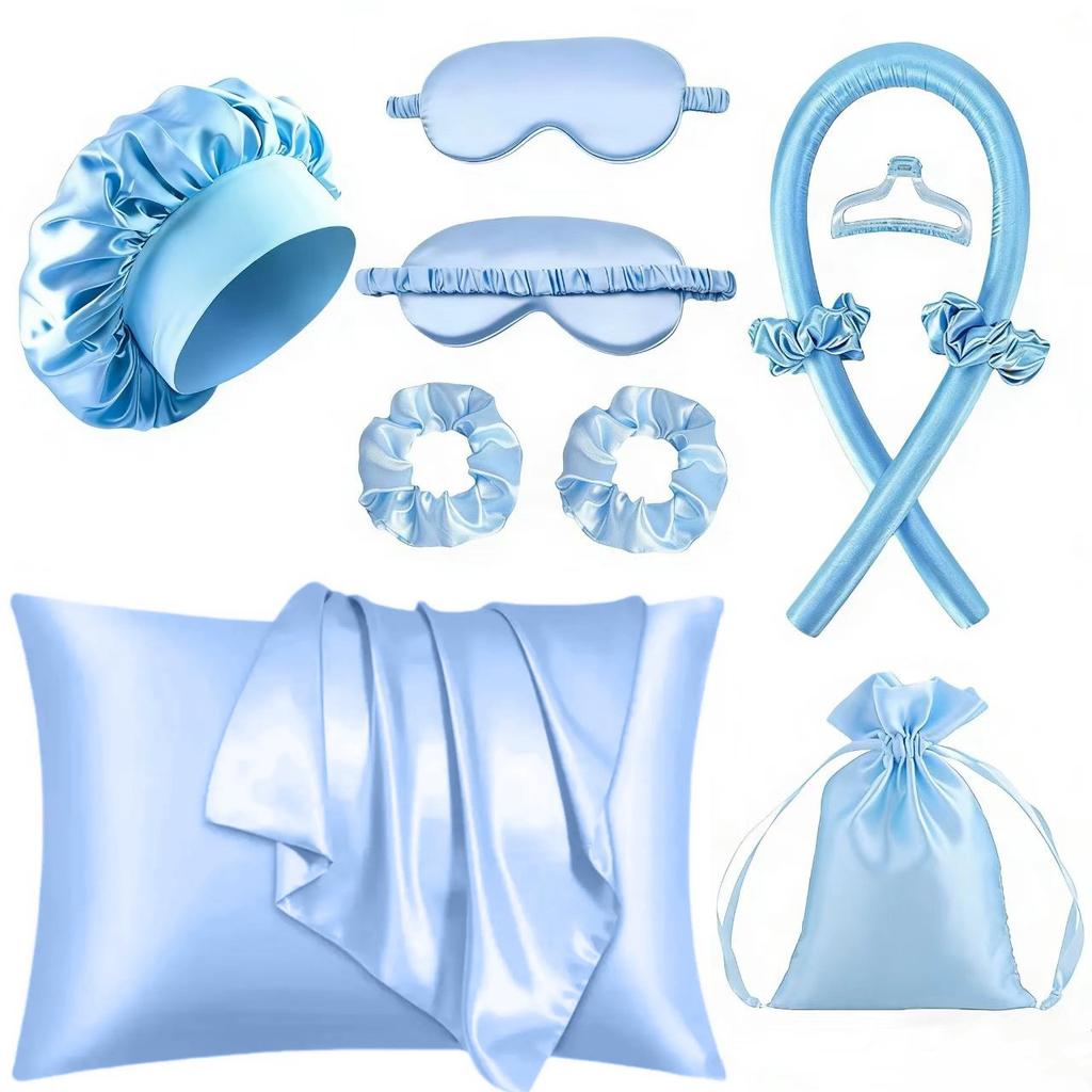 Lazy No-heat Curling Iron Combination Set, Curling Hair Artifact, Pillowcase, Eye Mask, Nightcap, Eye Mask Combination.