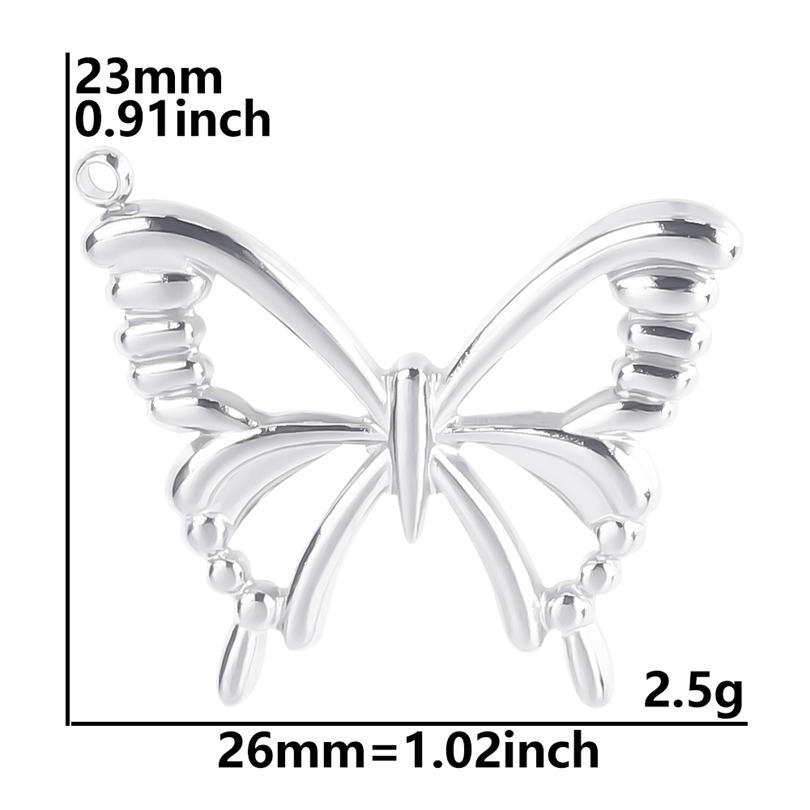6pcs/Lot Insect Pendant Silver Color Stainless Steel Butterfly Charms For Jewelry Making Supplies DIY Necklace Earrings Pendants