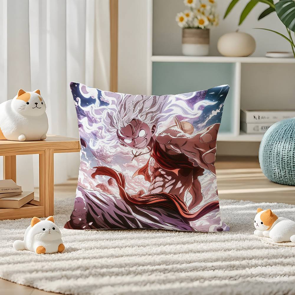 One Piece Straw Hat Pirates Anime Plush Pillow Cover Soft Short Plush Cushion Cover For Sofa Bedroom Home Decor Gift Decoration