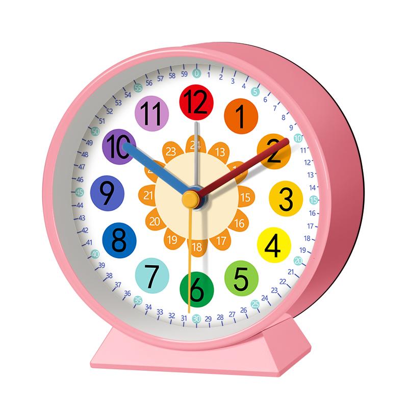 Early Education Desk Clock Needle Display Quartz Alarm Clock Silent Sweep Movement Silent Walking Soft Night Light Metal Frame