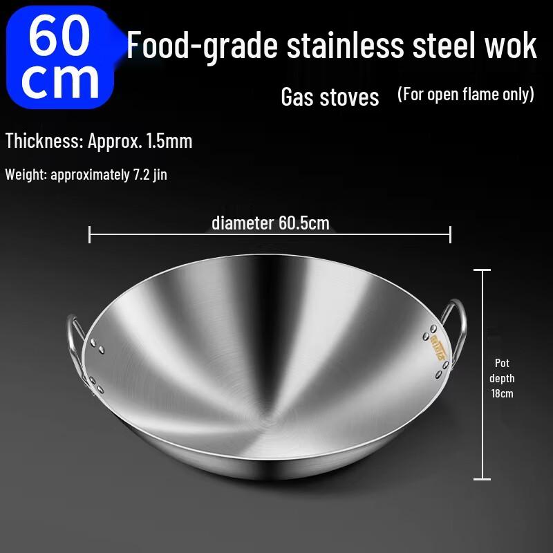 Professional Stainless Steel Double Handle Wok фото